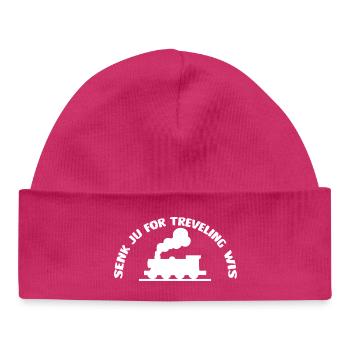 Senk ju for treveling wis der Eisenbahn - Baby Organic Beanie - hot pink - Front
