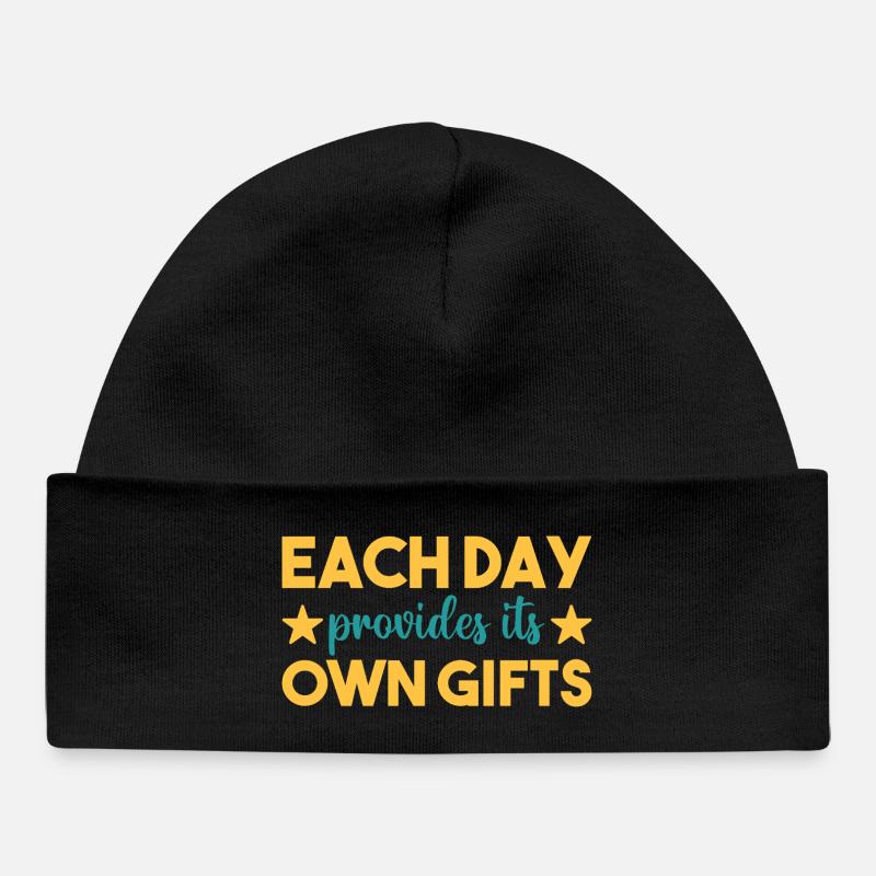 Each day a gift - Baby Organic Beanie - black