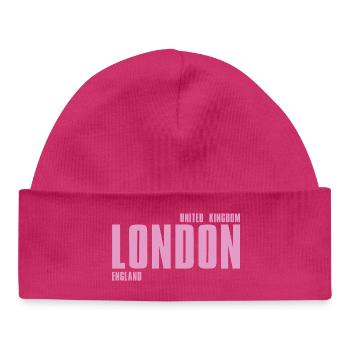London Pink Bold Typography - Baby Organic Beanie - hot pink - Front