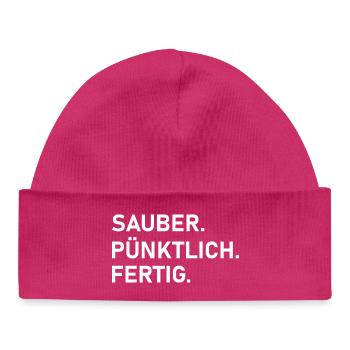 Sauber. Pünktlich. Profi-Arbeit. - Baby Organic Mütze - hot Pink - Vorne