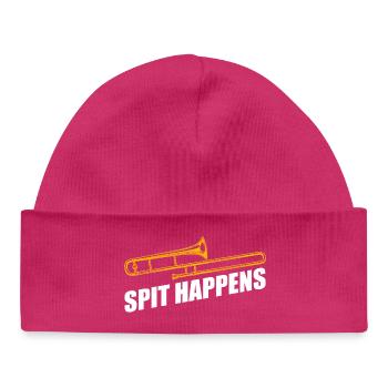 Spit happens trombone trombone player trombonist - Baby Organic Beanie - hot pink - Front