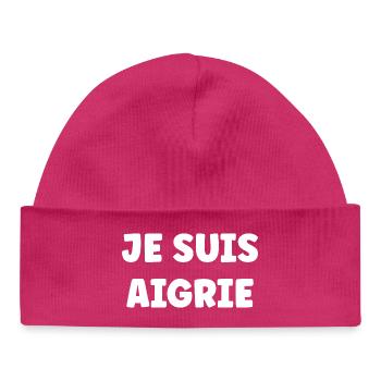 Je Suis Aigri - Typo Bold Statement - Bonnet bébé bio - hot pink - Devant