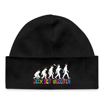 Jeck depuis la nuit des temps | Les fous de l’évolution, Carnaval - Bonnet bébé bio - noir - Devant