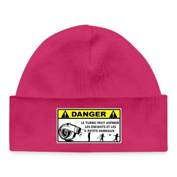 Attention  - Bonnet bébé bio - hot pink - Devant