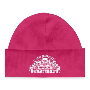 Hard-worked, chained by the state - Baby Organic Beanie - hot pink - Front