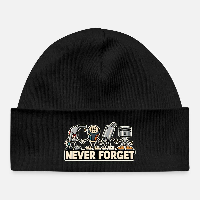 Never Forget – Combustion Engine Car Retro Design - Baby Organic Beanie - black