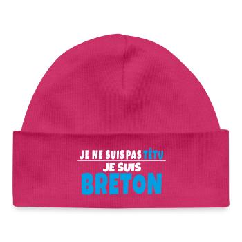 T-shirt Humour Breton Je ne suis pas têtu - Bonnet bébé bio - hot pink - Devant