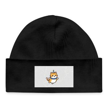 Chaton festif avec chapeau bleu - Bonnet bébé bio - noir - Devant