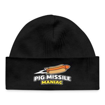 Pig Missile Maniac Funny Hot Dog Rocket Design - Baby Organic Beanie - black - Front