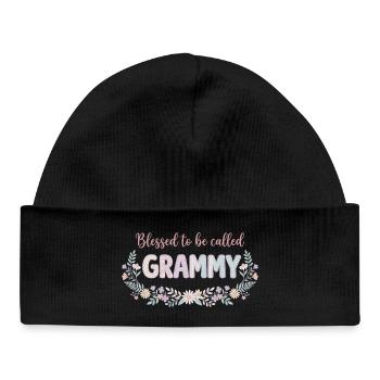 Grammy Granny Flowers Gift Cute Grandma - Baby Organic Beanie - black - Front