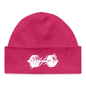 Langhantel Symbol Hanteln - Baby Organic Mütze - hot Pink - Vorne