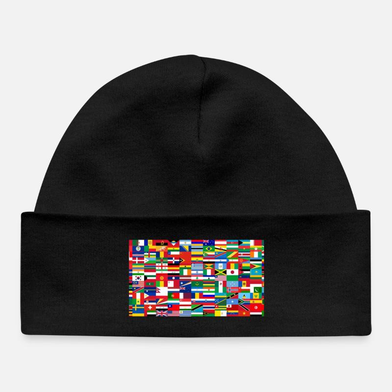 Drapeaux du monde collage coloré - Bonnet bébé bio - noir