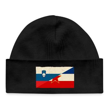 Slowenien und Jugoslawien Vintage Flagge - Baby Organic Mütze - Schwarz - Vorne