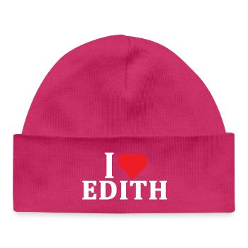 T-Shirt Ich liebe Edith T-Shirt Geschenkidee - Baby Organic Mütze - hot Pink - Vorne