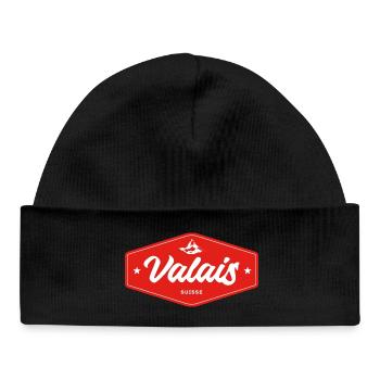 Insigne du Valais Suisse - Bonnet bébé bio - noir - Devant
