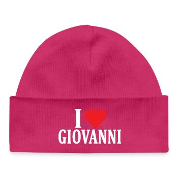 T-Shirt Ich liebe Giovanni T-Shirt Geschenkidee - Baby Organic Mütze - hot Pink - Vorne