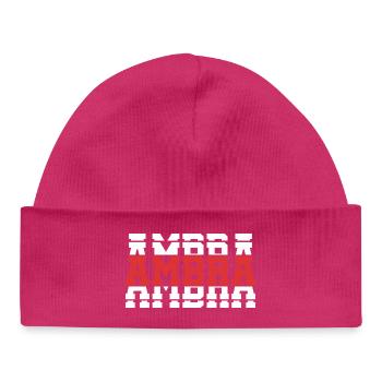 t-shirt ambre t-shirt idée cadeau texte empilé - Bonnet bébé bio - hot pink - Devant