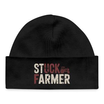 Tracteur agricole coincé, agriculteur agricole vintage - Bonnet bébé bio - noir - Devant