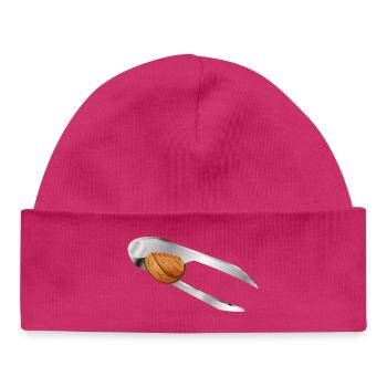 Noyer dans un casse-noisette – motif classique de Noël - Bonnet bébé bio - hot pink - Devant