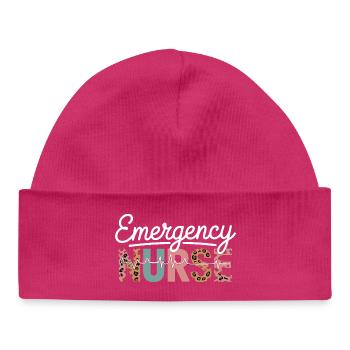 Emergency Nurse Leopard Print - Baby Organic Beanie - hot pink - Front