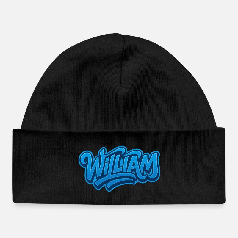 Graffiti WILLIAM Name Gift Ideal Printable s - Baby Organic Beanie - black