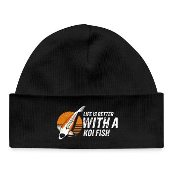 La vie est meilleure avec un étang positif pour les poissons koi - Bonnet bébé bio - noir - Devant