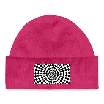Optical Vortex Checker Illusion - Baby Organic Beanie - hot pink - Front