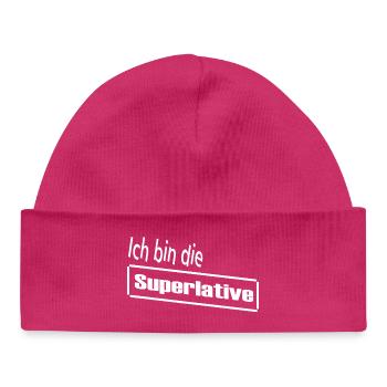 I am the Superlative / Statement / Saying - Baby Organic Beanie - hot pink - Front