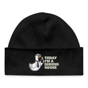 Serious Goose: Coffee, Tie & Grit - Baby Organic Beanie - black - Front