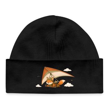 Fliegender Fuchs Cartoon Motiv  - Baby Organic Mütze - Schwarz - Vorne