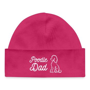 Poodle Dad Silhouette Portrait - Baby Organic Beanie - hot pink - Front