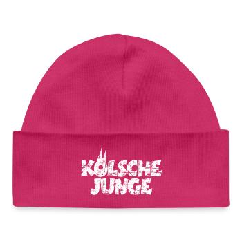 Kölsche Junge (Vintage/Weiß) Jungs aus Köln - Baby Organic Mütze - hot Pink - Vorne