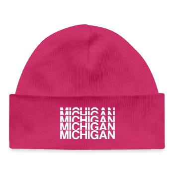 Michigan Raster Blockdesign - Baby Organic Mütze - hot Pink - Vorne
