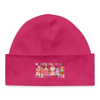 Frohe Weihnachten Partypeople Hunde Geschenk - Baby Organic Mütze - hot Pink - Vorne