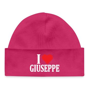 t-shirt I love Giuseppe t-shirt gift idea - Baby Organic Beanie - hot pink - Front