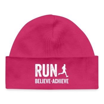 Marathon - Run. Believe. Achieve. - Baby Organic Beanie - hot pink - Front