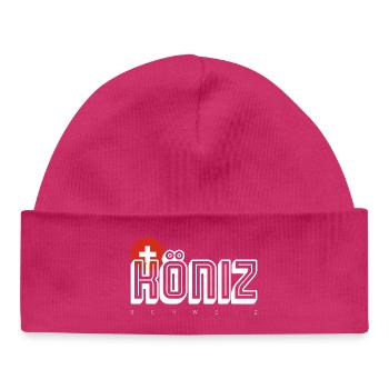 Swiss Bold Emblem Typography - Baby Organic Beanie - hot pink - Front