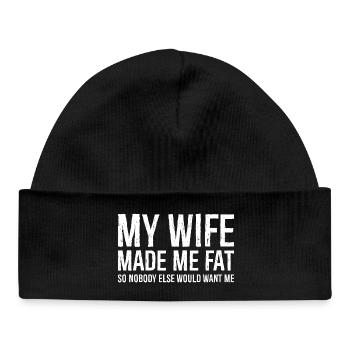my wife made me fat funny shirt - Baby Organic Beanie - black - Front