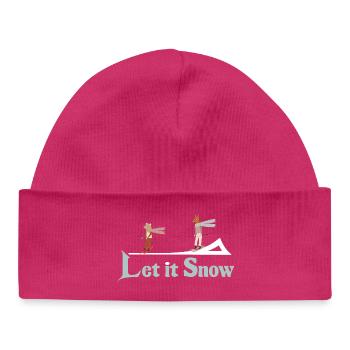 Let It Snow Winter Illustration - Baby Organic Beanie - hot pink - Front