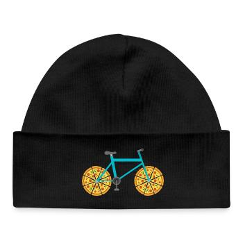 Mountain Bike With Pizza Wheels - Baby Organic Beanie - black - Front
