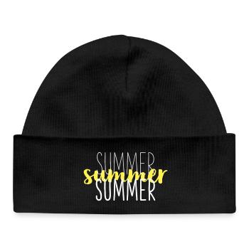 Summer Typo Overlay Yellow Script - Baby Organic Beanie - black - Front