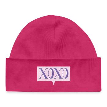 XoXo – Culture populaire Amour, câlin, Langage jeunesse - Bonnet bébé bio - hot pink - Devant