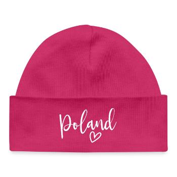 Poland Heart Women's Love Poland - Baby Organic Beanie - hot pink - Front