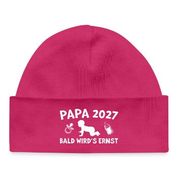 Dad 2027: Funny Pregnancy Announcement - Baby Organic Beanie - hot pink - Front