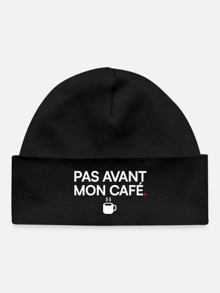 PAS AVANT MON CAFÉ | Humour café - Bonnet bébé bio - noir