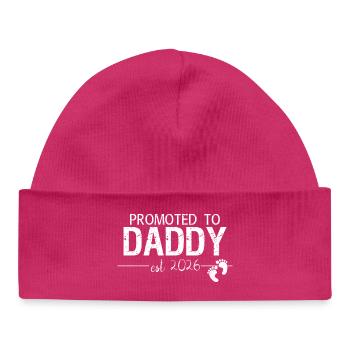 Promoted To Daddy 2026 New Dad Gift - Baby Organic Beanie - hot pink - Front