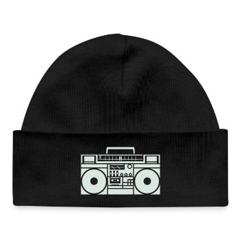 Ghetto Blaster Boombox Silhouette - Baby Organic Beanie - black - Front