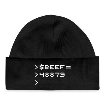 BEEF 8-Bit Code Nerd Pixel Terminal Retro - Baby Organic Beanie - black - Front