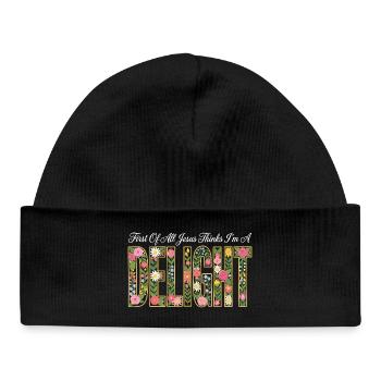 Tout d’abord, Jésus pense que je suis un vrai délice - Bonnet bébé bio - noir - Devant