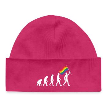 Pride Month LGBTQ - Evolution of Prideq - Baby Organic Beanie - hot pink - Front